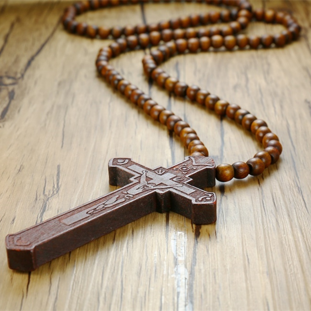 Woodworking Nc - Collana con rosario Grande ciondolo in